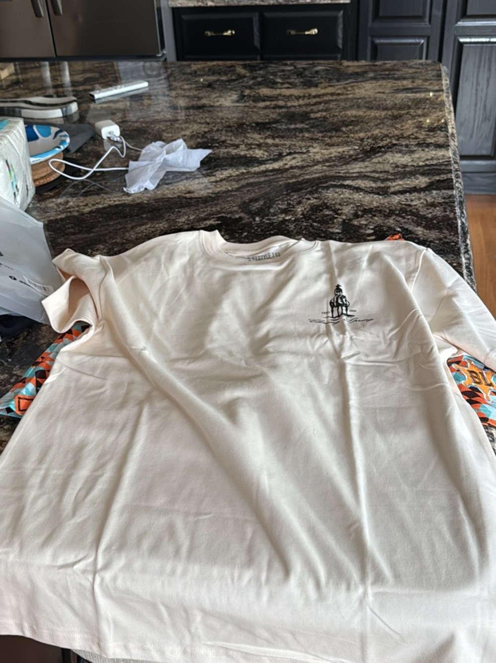 Men's Cream Short-Sleeve Graphic Logo Tee